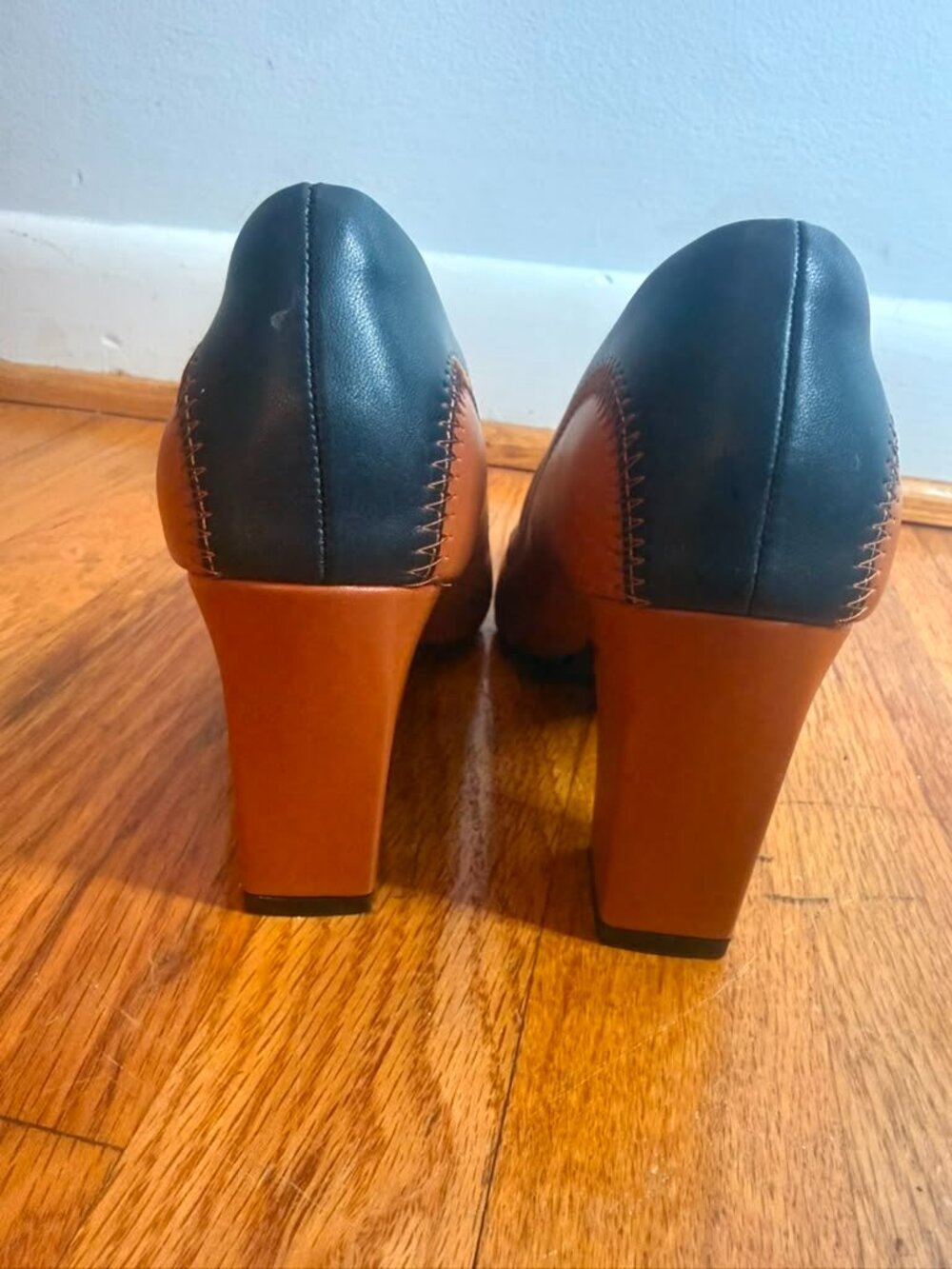 Women's Brown & Black Pointed Toe Block Heel Pumps | Size 36 | New - Picture 4 of 4